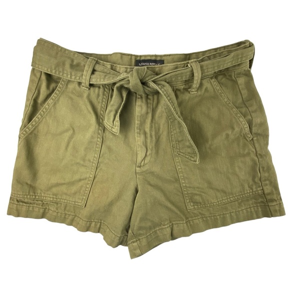 Banana Republic high belted waist olive drab green vegan cotton shorts wms sz 10 - Picture 1 of 14